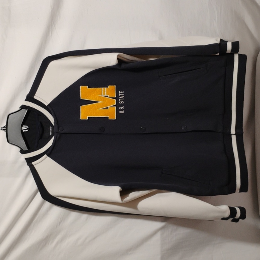 (BX14) Reserved Michigan U.S. State Cloth Letterman Jacket Sz.158CM